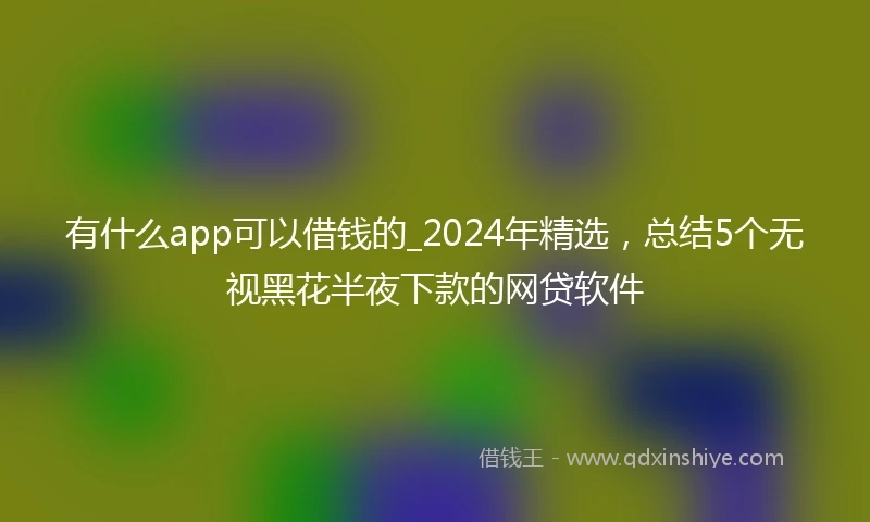 有什么app可以借钱的_2024年精选，总结5个无视黑花半夜下款的网贷软件