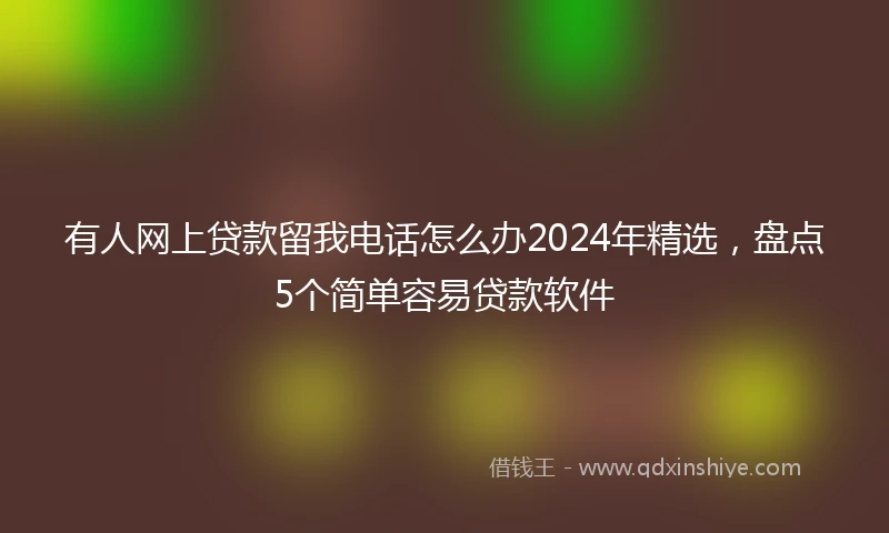 有人网上贷款留我电话怎么办2024年精选，盘点5个简单容易贷款软件