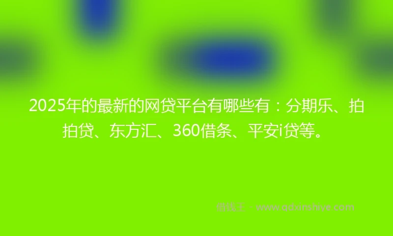 2025年的最新的网贷平台有哪些有：分期乐、拍拍贷、东方汇、360借条、平安i贷等。