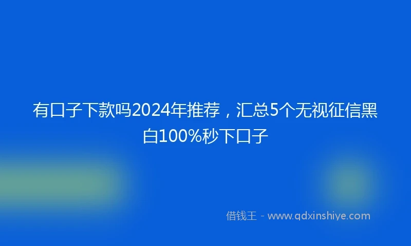 有口子下款吗2024年推荐，汇总5个无视征信黑白100%秒下口子