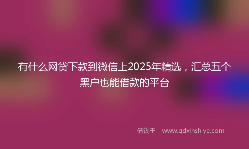 有什么网贷下款到微信上2025年精选，汇总五个黑户也能借款的平台