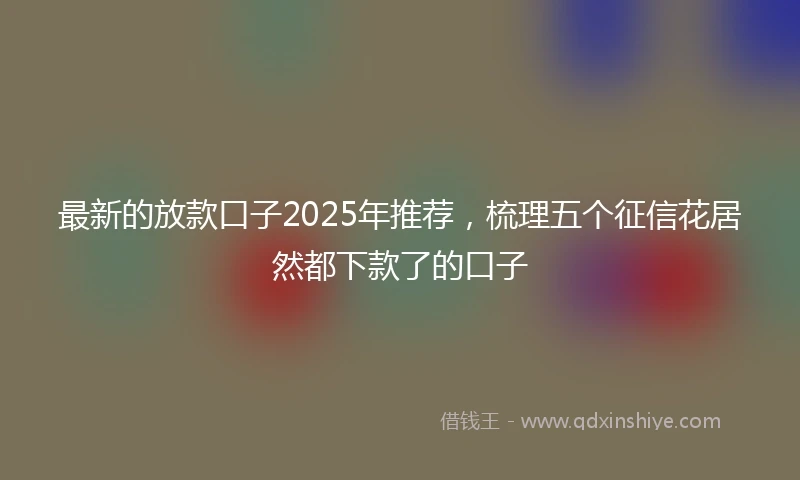 最新的放款口子2025年推荐，梳理五个征信花居然都下款了的口子