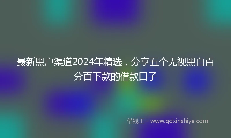 最新黑户渠道2024年精选，分享五个无视黑白百分百下款的借款口子