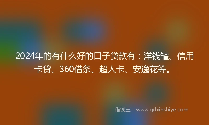 2024年的有什么好的口子贷款有：洋钱罐、信用卡贷、360借条、超人卡、安逸花等。