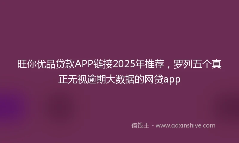 旺你优品贷款APP链接2025年推荐，罗列五个真正无视逾期大数据的网贷app