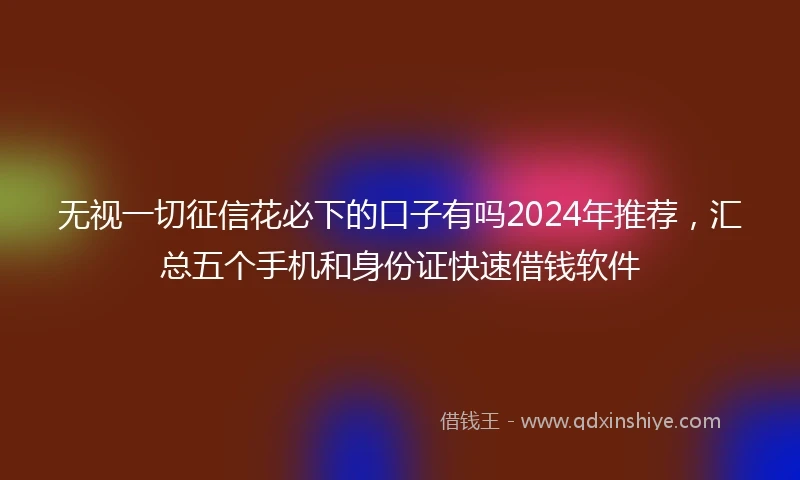 无视一切征信花必下的口子有吗2024年推荐，汇总五个手机和身份证快速借钱软件