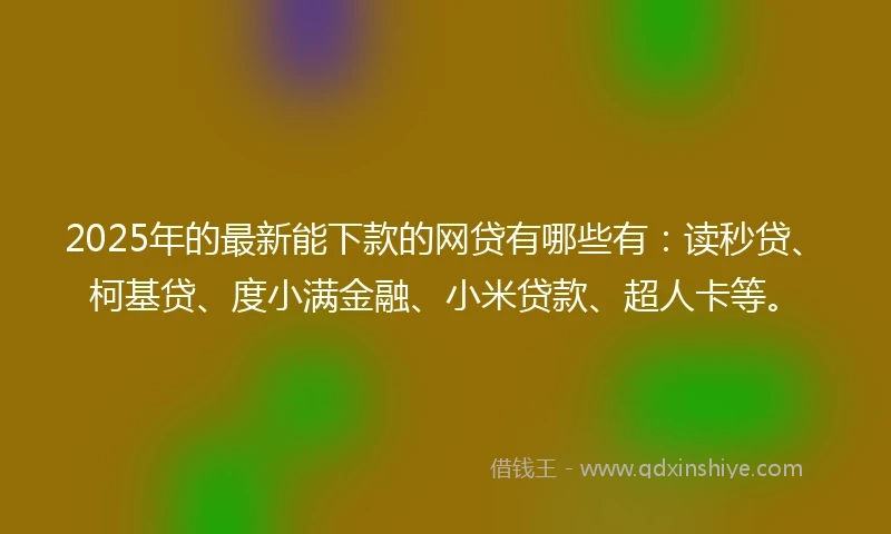 2025年的最新能下款的网贷有哪些有：读秒贷、柯基贷、度小满金融、小米贷款、超人卡等。
