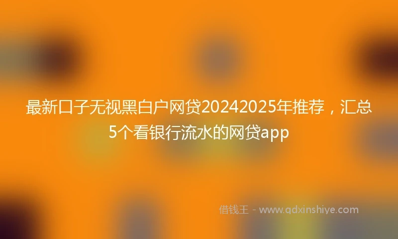 最新口子无视黑白户网贷20242025年推荐，汇总5个看银行流水的网贷app