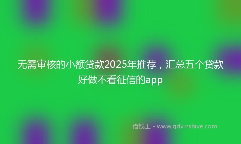 无需审核的小额贷款2025年推荐，汇总五个贷款好做不看征信的app