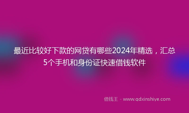 最近比较好下款的网贷有哪些2024年精选，汇总5个手机和身份证快速借钱软件