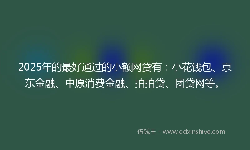 2025年的最好通过的小额网贷有：小花钱包、京东金融、中原消费金融、拍拍贷、团贷网等。