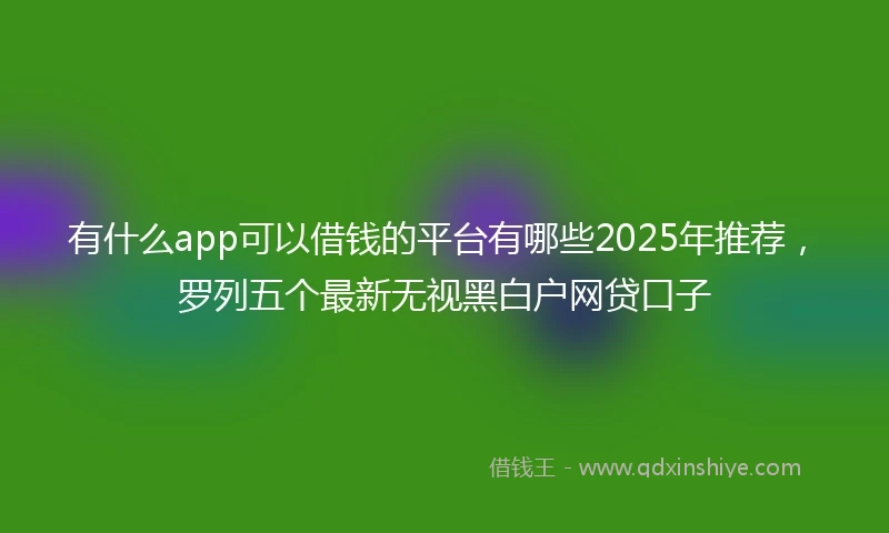 有什么app可以借钱的平台有哪些2025年推荐,罗列五个最新无视黑白户网贷口子