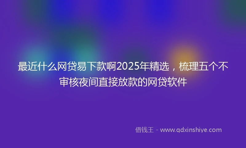 最近什么网贷易下款啊2025年精选，梳理五个不审核夜间直接放款的网贷软件