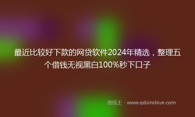 最近比较好下款的网贷软件2024年精选，整理五个借钱无视黑白100%秒下口子