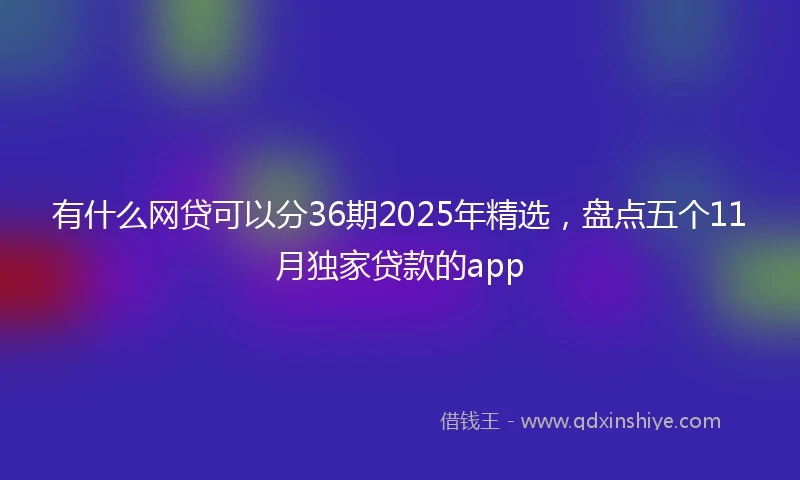 有什么网贷可以分36期2025年精选，盘点五个11月独家贷款的app