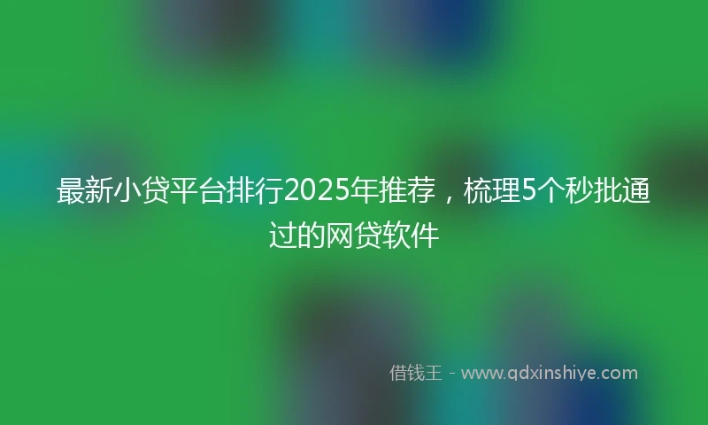 最新小贷平台排行2025年推荐，梳理5个秒批通过的网贷软件