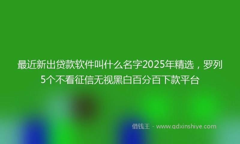 最近新出贷款软件叫什么名字2025年精选，罗列5个不看征信无视黑白百分百下款平台