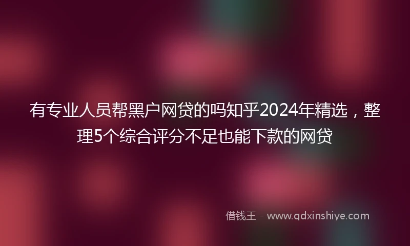 有专业人员帮黑户网贷的吗知乎2024年精选，整理5个综合评分不足也能下款的网贷