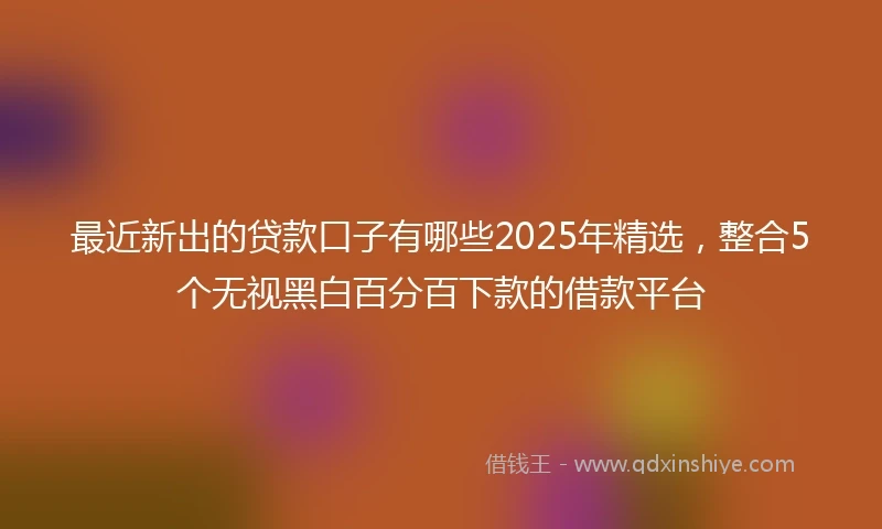 最近新出的贷款口子有哪些2025年精选，整合5个无视黑白百分百下款的借款平台