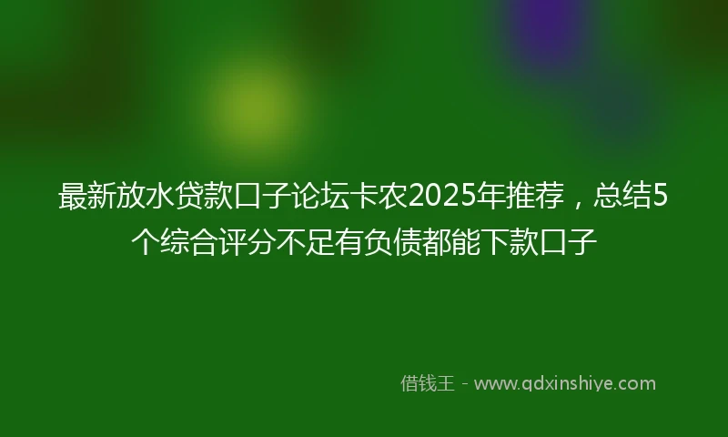 最新放水贷款口子论坛卡农2025年推荐，总结5个综合评分不足有负债都能下款口子