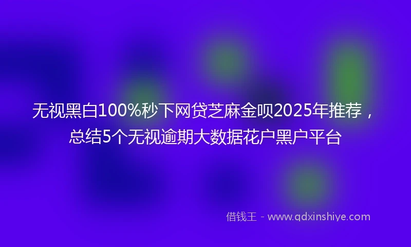 无视黑白100%秒下网贷芝麻金呗2025年推荐，总结5个无视逾期大数据花户黑户平台