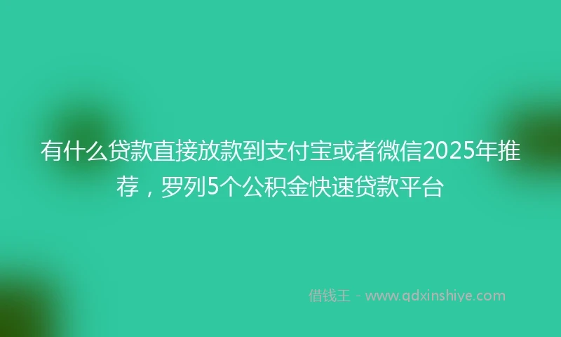 有什么贷款直接放款到支付宝或者微信2025年推荐，罗列5个公积金快速贷款平台