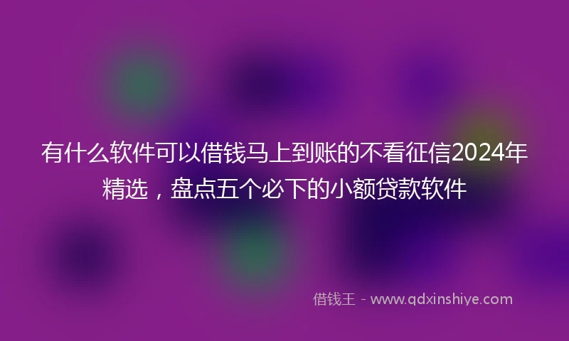 有什么软件可以借钱马上到账的不看征信2024年精选,盘点五个必下的小额贷款软件