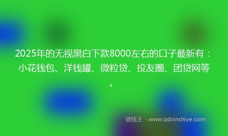 2025年的无视黑白下款8000左右的口子最新有：小花钱包、洋钱罐、微粒贷、投友圈、团贷网等。