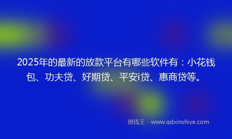 2025年的最新的放款平台有哪些软件有：小花钱包、功夫贷、好期贷、平安i贷、惠商贷等。