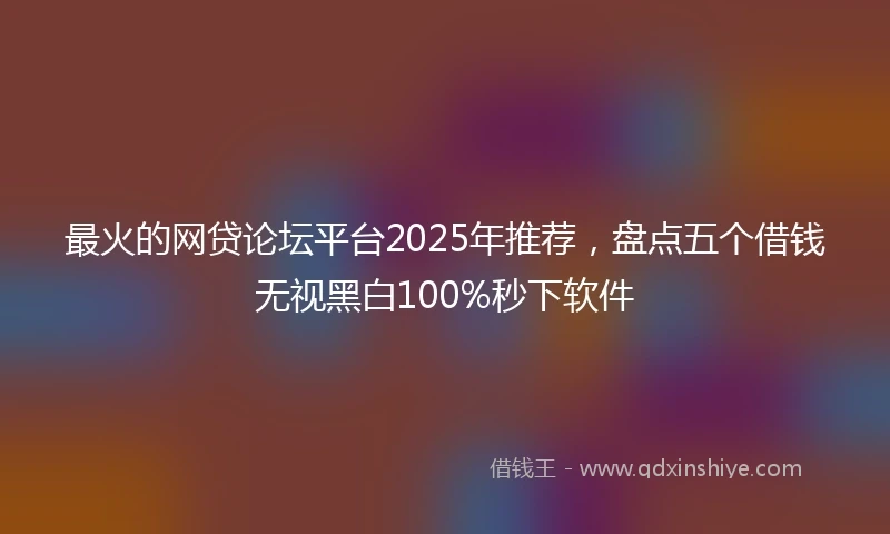 最火的网贷论坛平台2025年推荐，盘点五个借钱无视黑白100%秒下软件