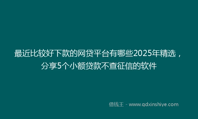最近比较好下款的网贷平台有哪些2025年精选，分享5个小额贷款不查征信的软件