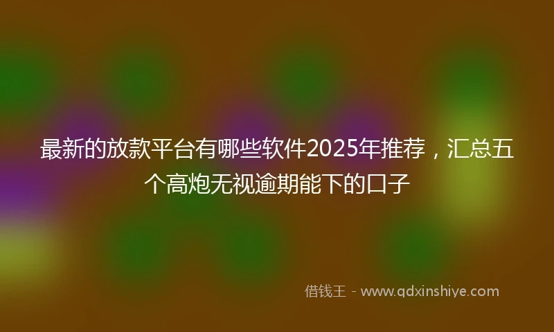 最新的放款平台有哪些软件2025年推荐，汇总五个高炮无视逾期能下的口子