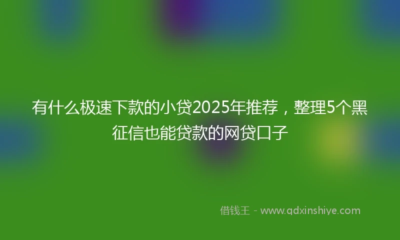 有什么极速下款的小贷2025年推荐，整理5个黑征信也能贷款的网贷口子