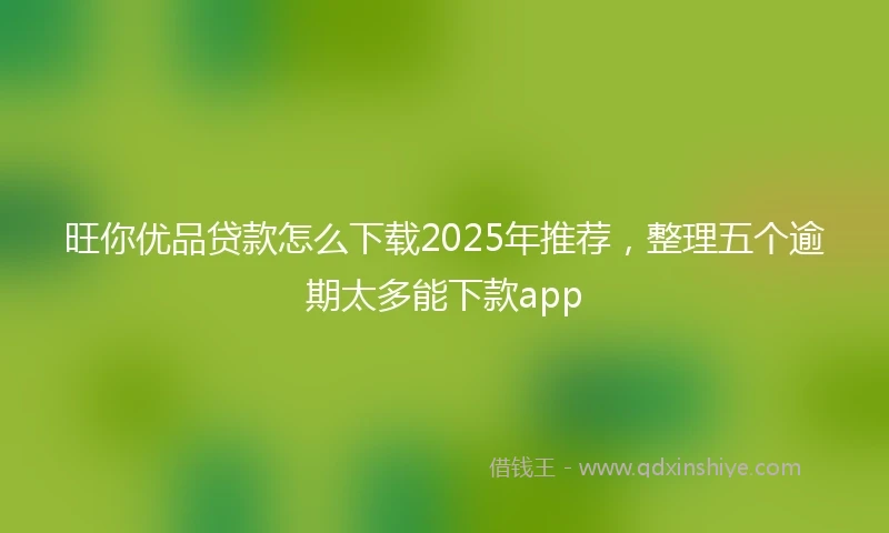 旺你优品贷款怎么下载2025年推荐，整理五个逾期太多能下款app