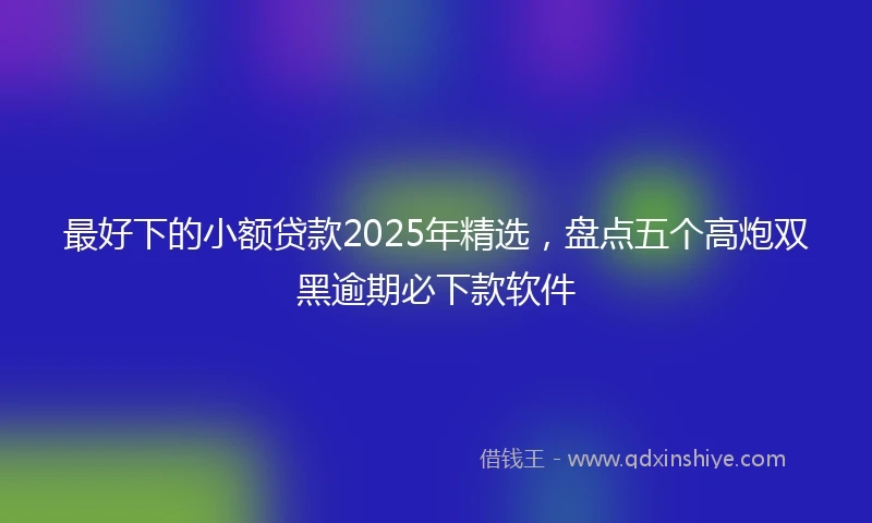 最好下的小额贷款2025年精选，盘点五个高炮双黑逾期必下款软件