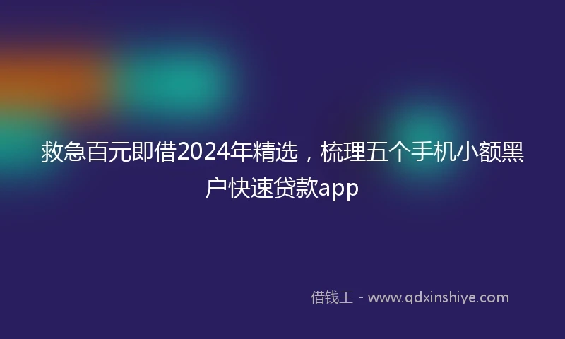 救急百元即借2024年精选，梳理五个手机小额黑户快速贷款app