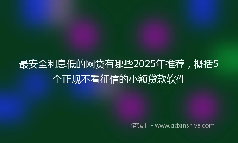 最安全利息低的网贷有哪些2025年推荐，概括5个正规不看征信的小额贷款软件