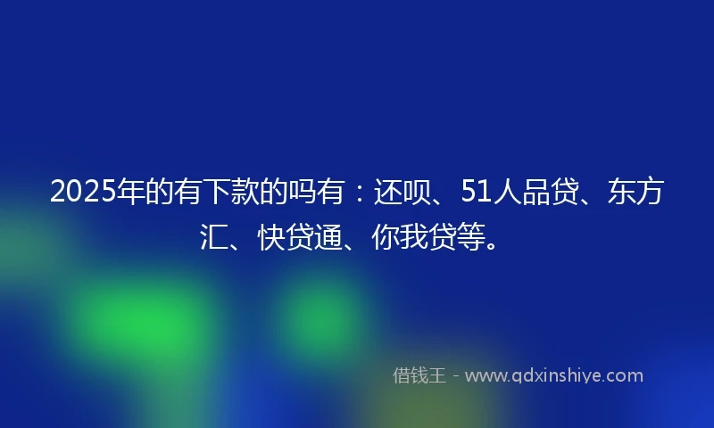 2025年的有下款的吗有：还呗、51人品贷、东方汇、快贷通、你我贷等。
