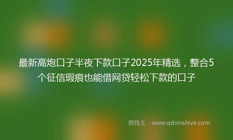 最新高炮口子半夜下款口子2025年精选，整合5个征信瑕疵也能借网贷轻松下款的口子