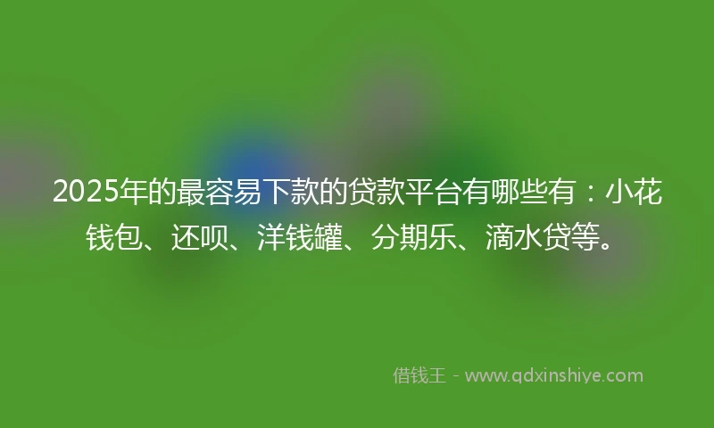2025年的最容易下款的贷款平台有哪些有：小花钱包、还呗、洋钱罐、分期乐、滴水贷等。