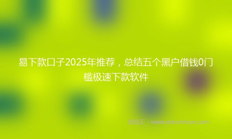 易下款口子2025年推荐，总结五个黑户借钱0门槛极速下款软件