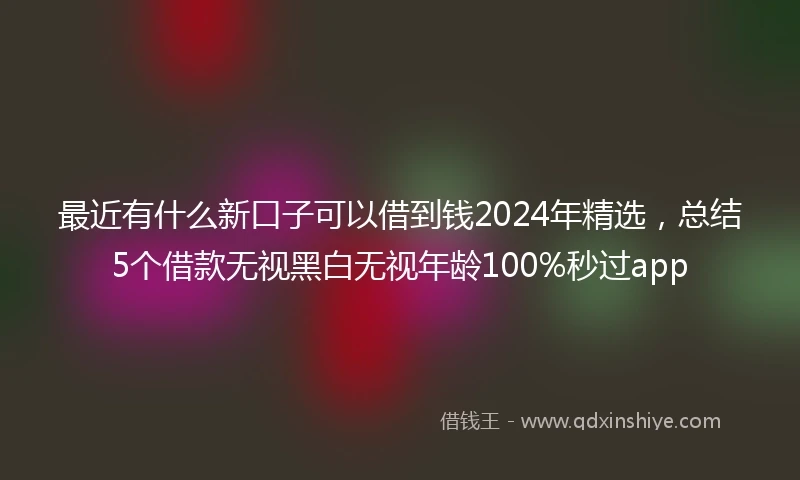 最近有什么新口子可以借到钱2024年精选，总结5个借款无视黑白无视年龄100%秒过app