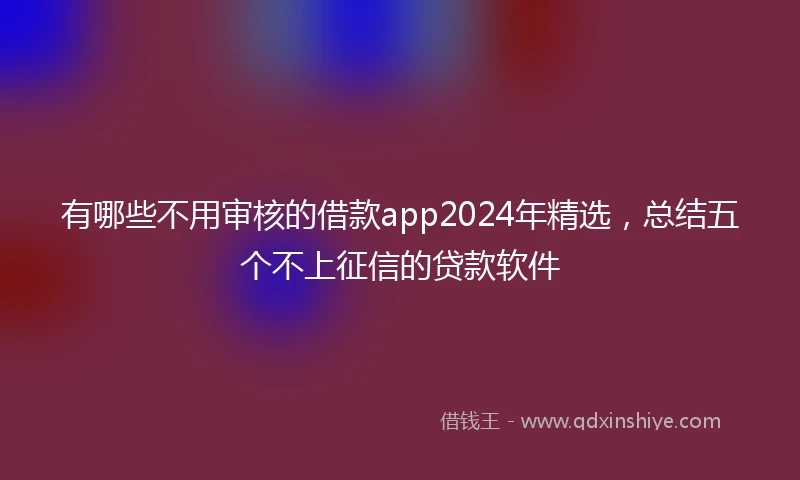 有哪些不用审核的借款app2024年精选，总结五个不上征信的贷款软件