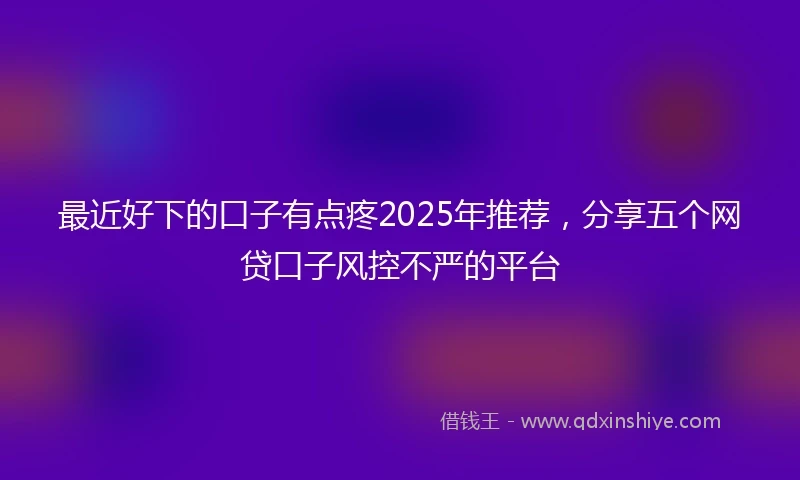 最近好下的口子有点疼2025年推荐，分享五个网贷口子风控不严的平台