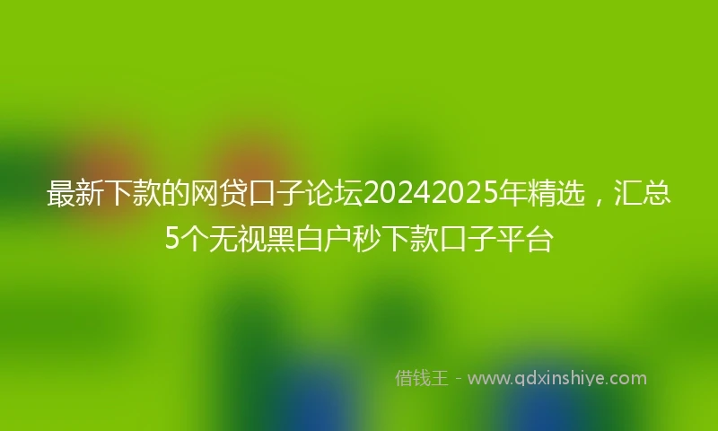 最新下款的网贷口子论坛20242025年精选，汇总5个无视黑白户秒下款口子平台