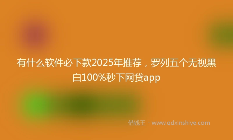 有什么软件必下款2025年推荐，罗列五个无视黑白100%秒下网贷app