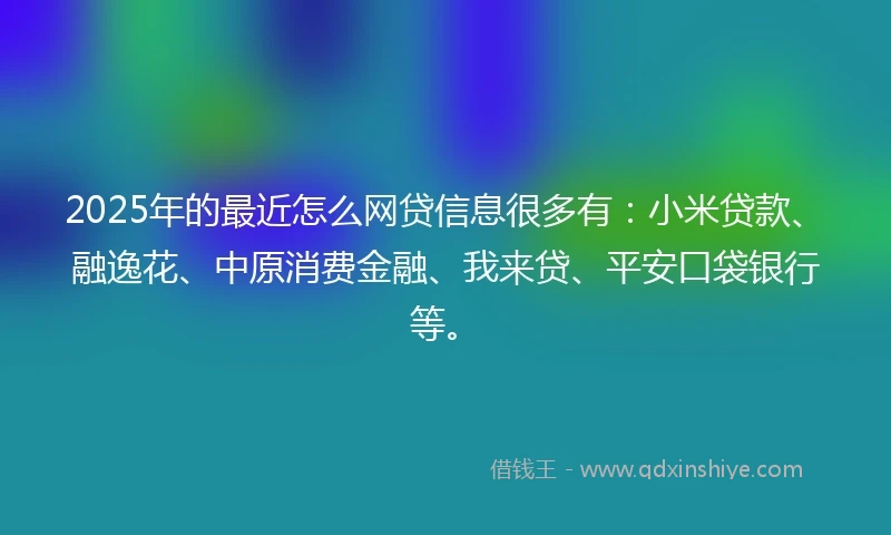 2025年的最近怎么网贷信息很多有：小米贷款、融逸花、中原消费金融、我来贷、平安口袋银行等。