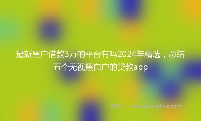 最新黑户借款3万的平台有吗2024年精选，总结五个无视黑白户的贷款app