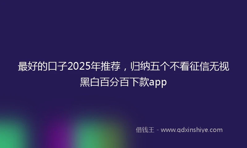 最好的口子2025年推荐，归纳五个不看征信无视黑白百分百下款app