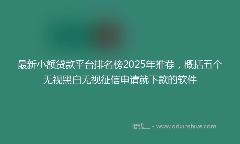 最新小额贷款平台排名榜2025年推荐，概括五个无视黑白无视征信申请就下款的软件